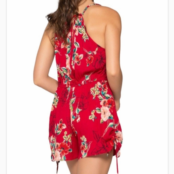 Band of Gypsies Saffron Red Floral Romper - Picture 2 of 12